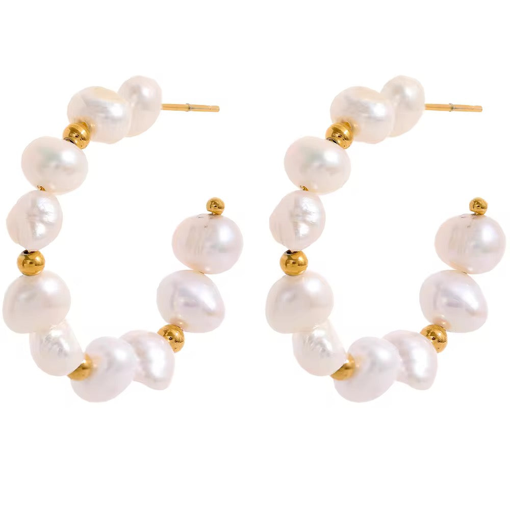 MARINA PEARL - HOOP EARRINGS