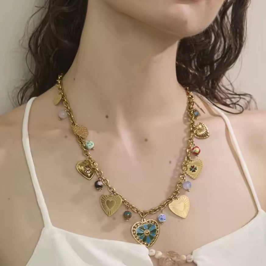 HEART VINTAGE CHARM - NECKLACE