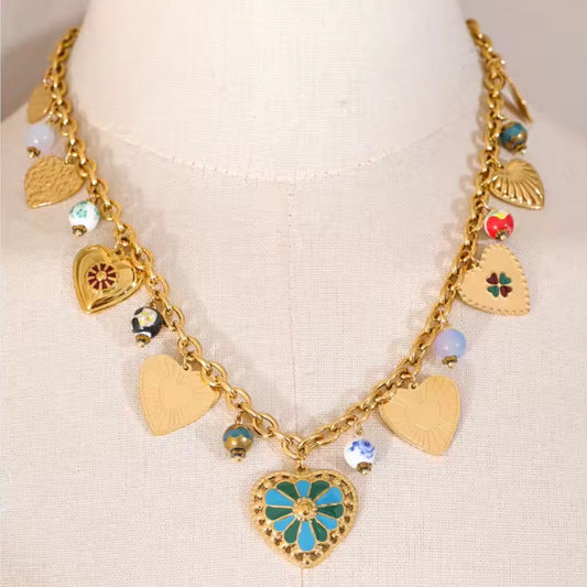 HEART VINTAGE CHARM - NECKLACE